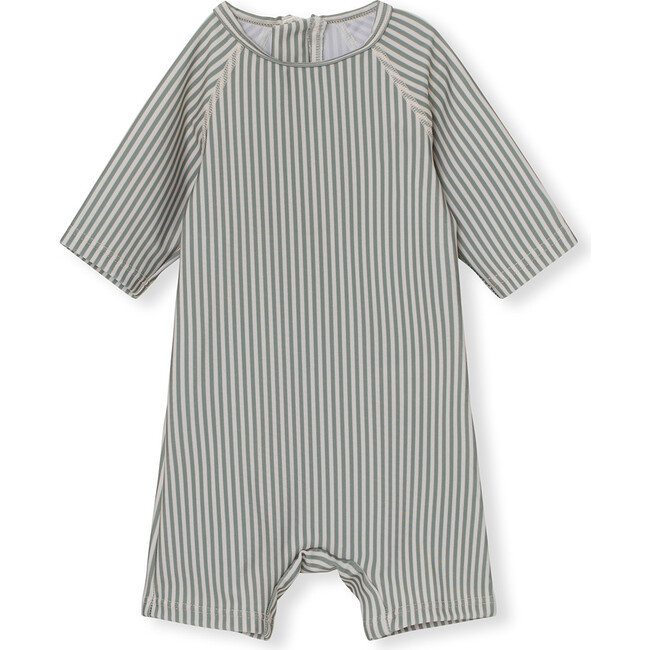 Goldie One Piece Swimsuit, Print Green Bay Stripe | Maisonette