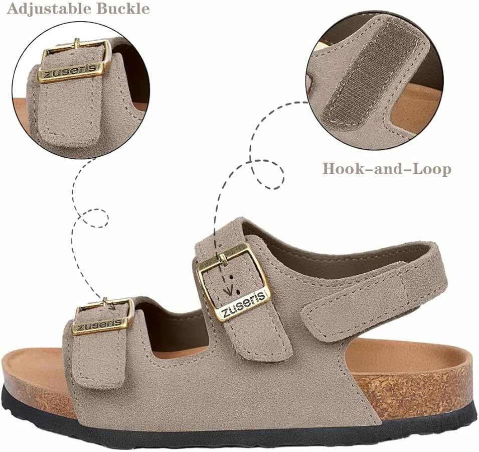 ZUSERIS Kids Toddler Sandals Boys Girls Cork Footbed Sandal Comfort Double Buckle Slip On Slipper... | Amazon (US)