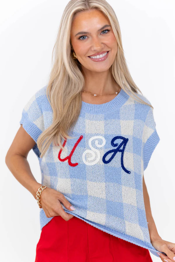 Good As It Gets Light Blue Plaid Sweater | The Mint Julep Boutique