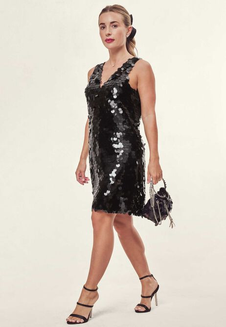 Womens Black Sequin Ring Bag | Peacocks