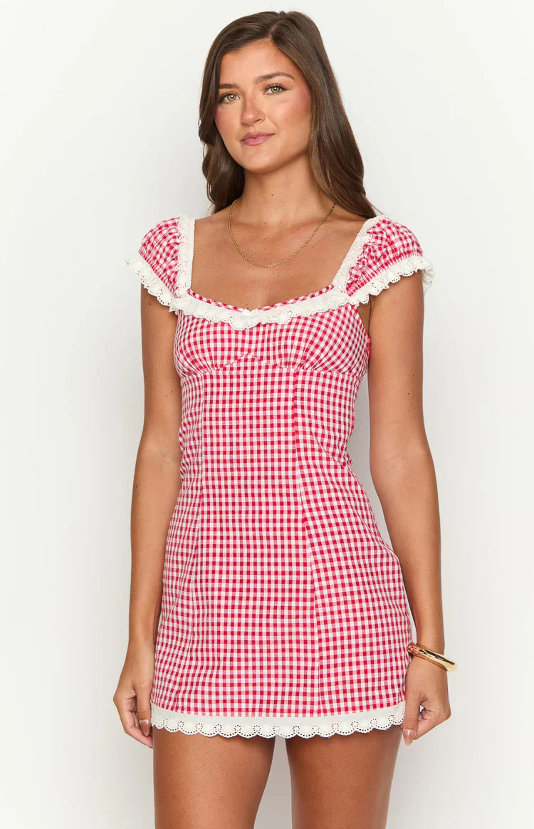 Jolie Red Short Sleeve Mini Dress | Beginning Boutique | Beginning Boutique (US)