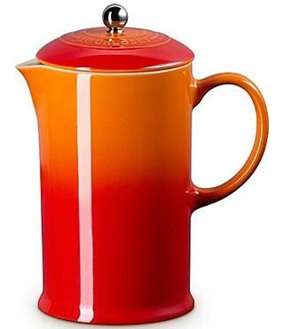Le Creuset stoneware French press in flame orange