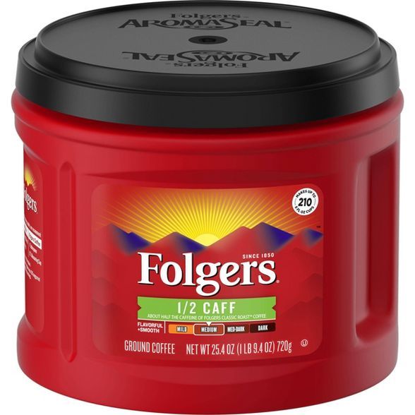 Folgers Classic 1/2 Caff Medium Roast Ground Coffee - 25.4oz | Target