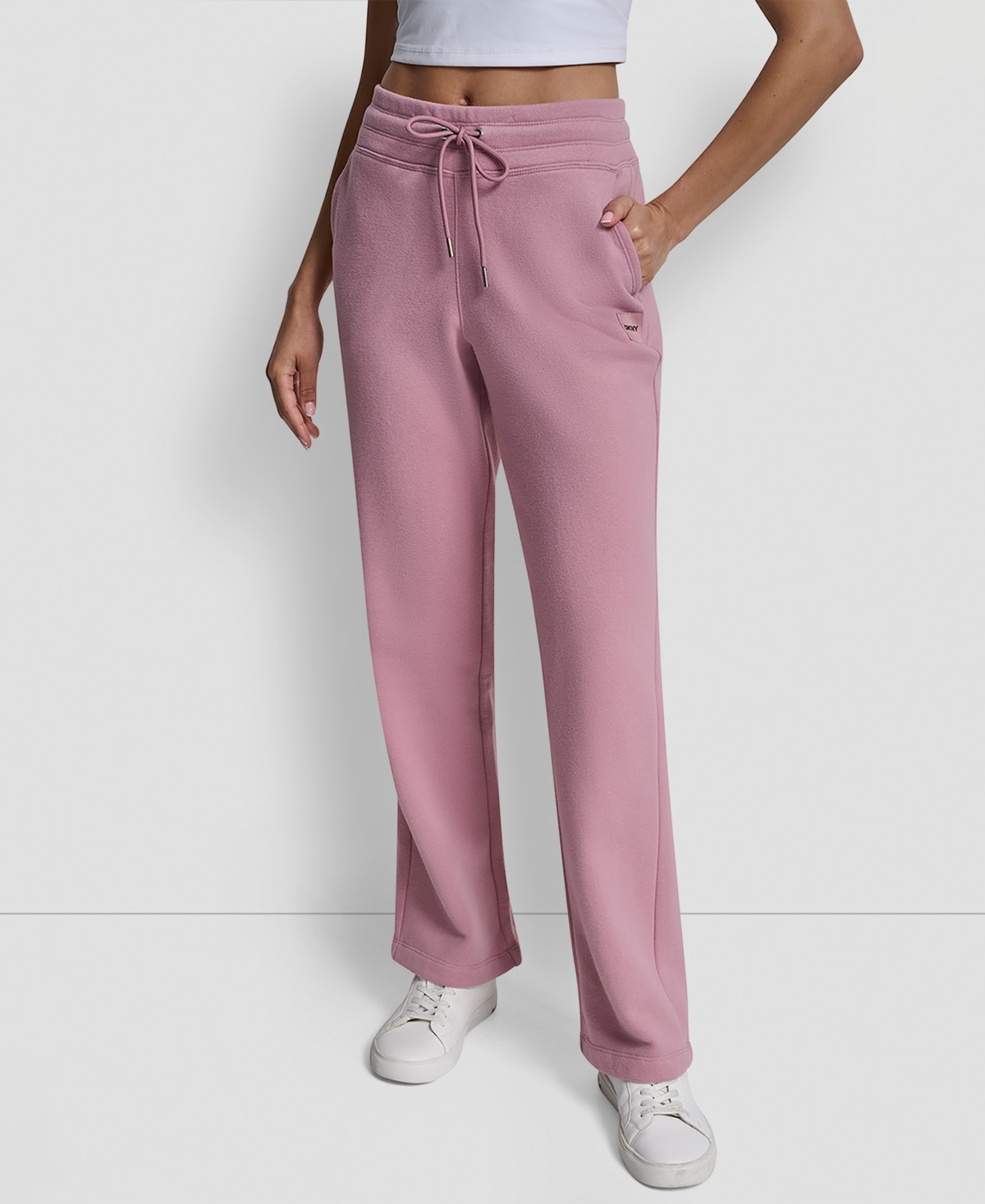 Dkny Sport Women's Tonal Logo Patch Relaxed Fit Track Pants - Dusty Mauve | Macy's