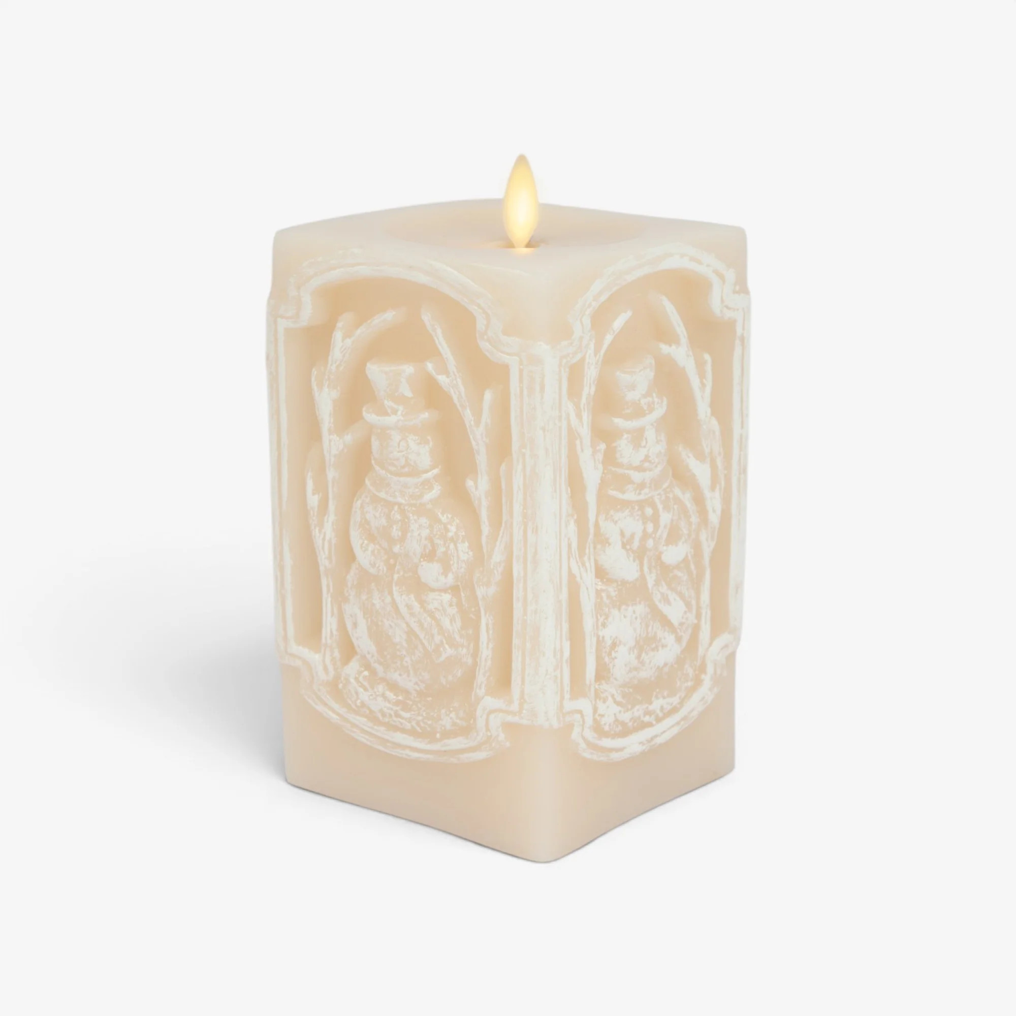 White Swan Snowman Vignette Flameless Candle | Luminara