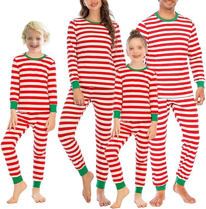 Smile Fish Crew Neck Striped Pajamas Sets Soft Comfy Matching Pjs Jogger Pants | Amazon (US)