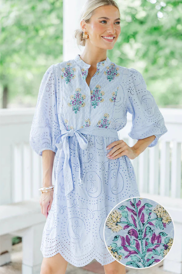 Just Feels Like Me Light Blue Eyelet Dress | The Mint Julep Boutique