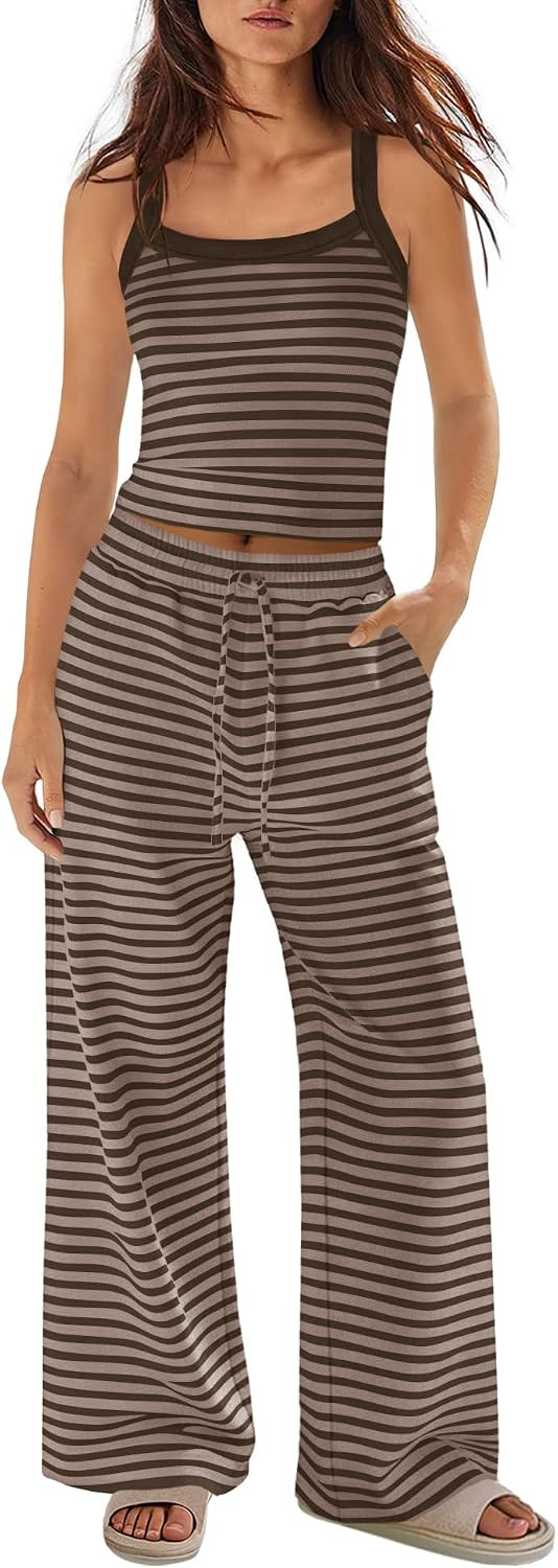 Panadila Womens Striped Two Piece Sets Summer Beach Outfits | Amazon (US)
