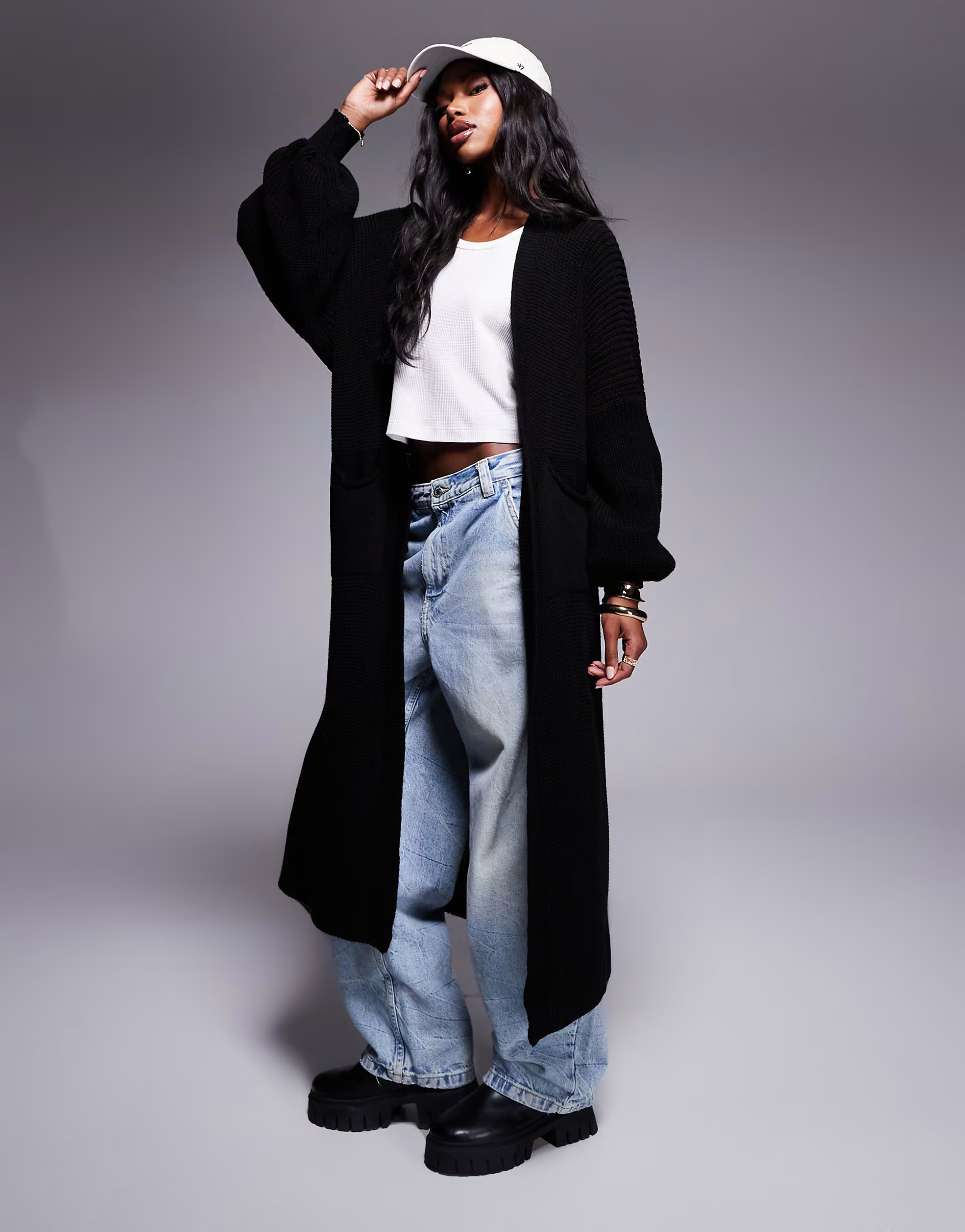 Missy Empire knit maxi cardigan in black | ASOS (Global)