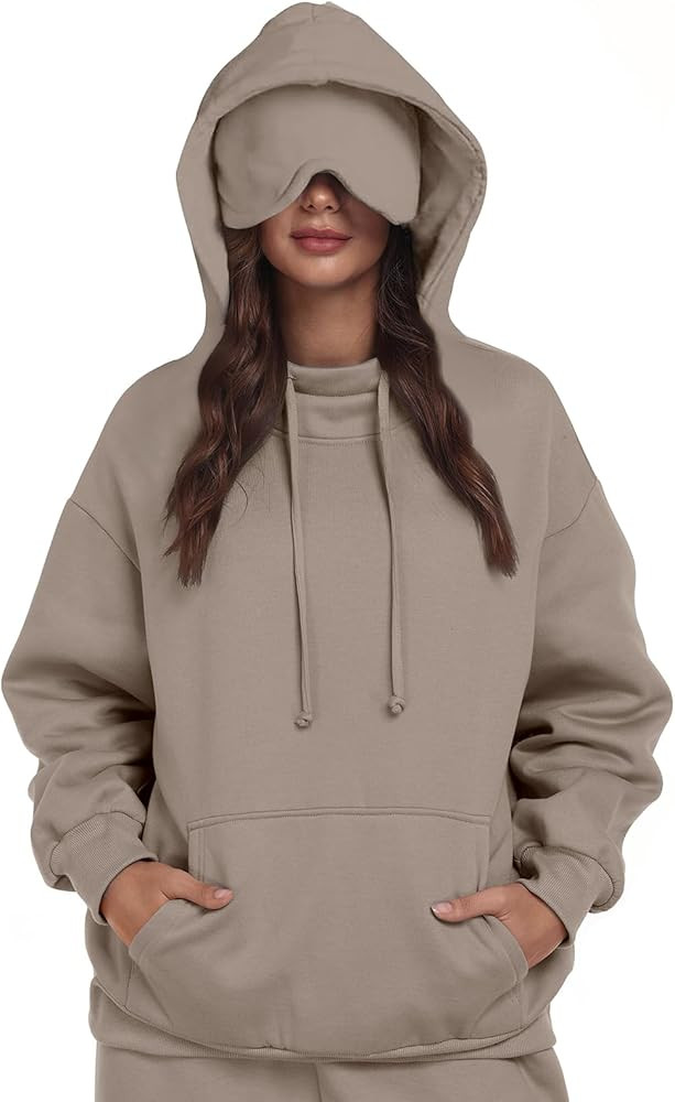 SeSe Code Hoodie with Eye Mask Travel Airplane Unisex Oversized Sweatshirt Sleep Pullover with Po... | Amazon (US)