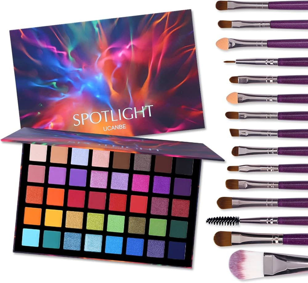 UCANBE Spotlight Eyeshadow Palette + 15 PCS Eye Brushes Makeup Set, Professional 40 Color Matte S... | Amazon (US)