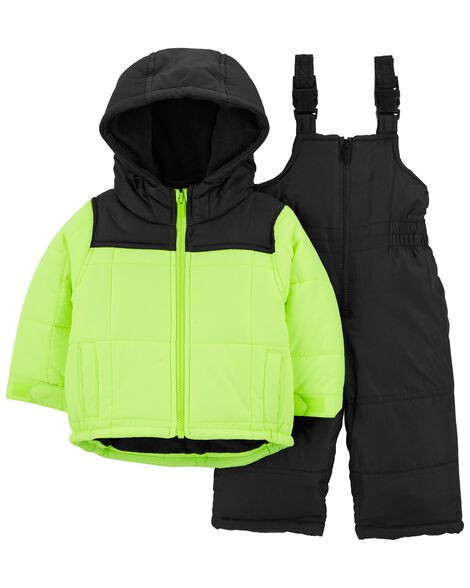 Carter's Baby Boys 2-Piece Colorblock Snowsuit 12M Neon Yellow/Black | Carter's