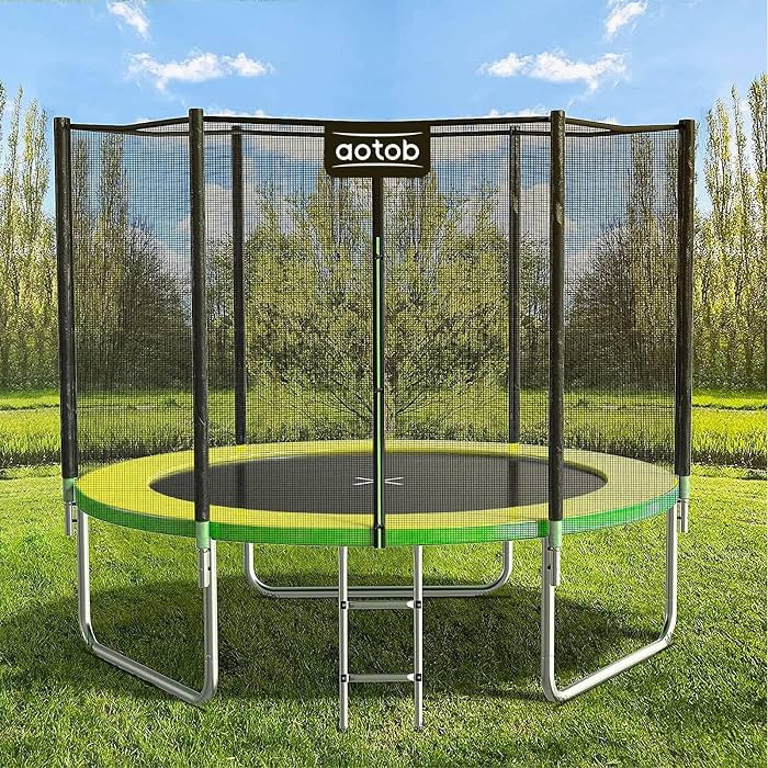 AOTOB 8FT 10FT 12FT 14 FT 15FT Trampoline with Safety Enclosure Net，Outdoor Trampoline with Bas... | Amazon (US)