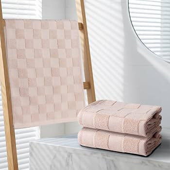 3pcs Khaki Checkered Hand Towels for Bathroom,100% Cotton | Amazon (US)