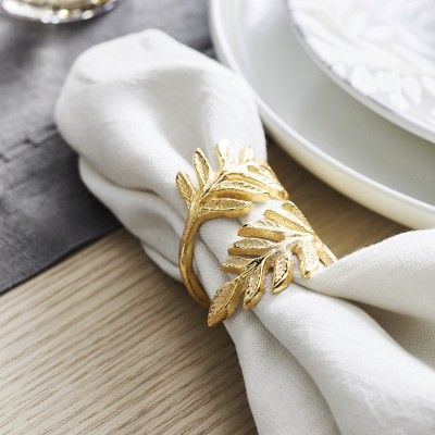 Gold Leaf Napkin Rings, Set of 4 | Williams-Sonoma