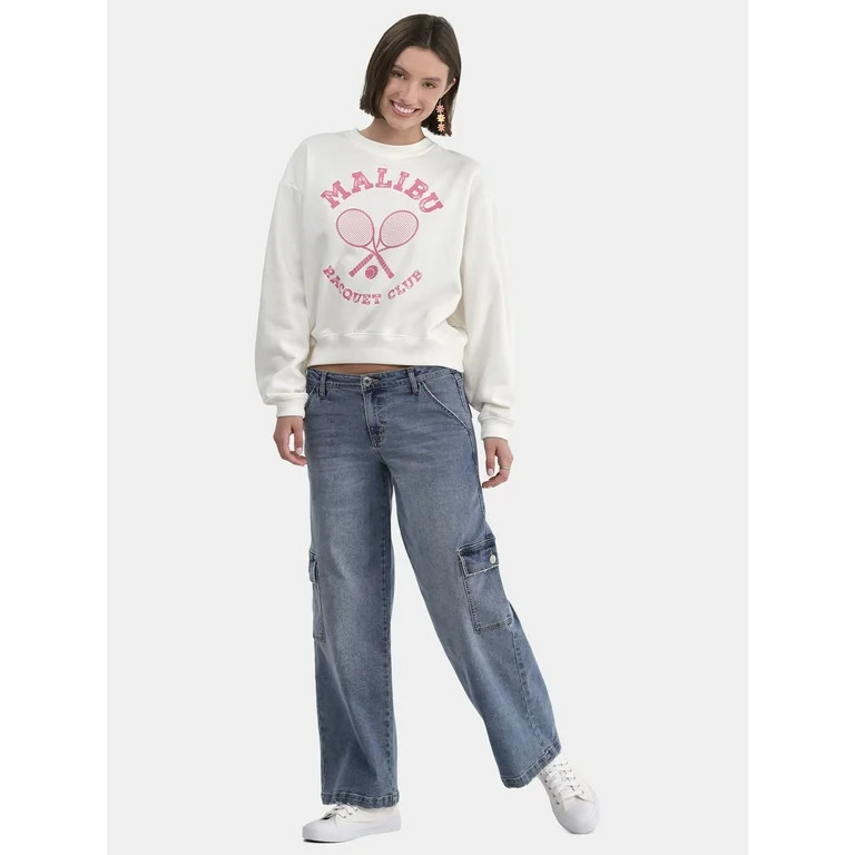 No Boundaries Graphic Crewneck Sweatshirt, Lightweight, Women's and Women’s Plus | Walmart (US)