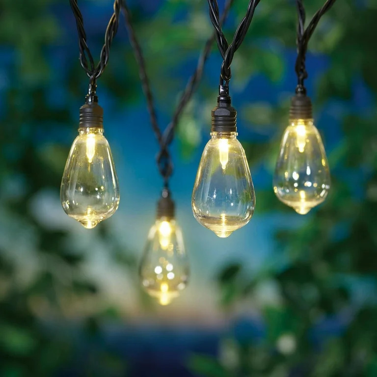 Mainstays 30-Count LED Edison Bulb Outdoor String Lights, with Black Wire | Walmart (US)