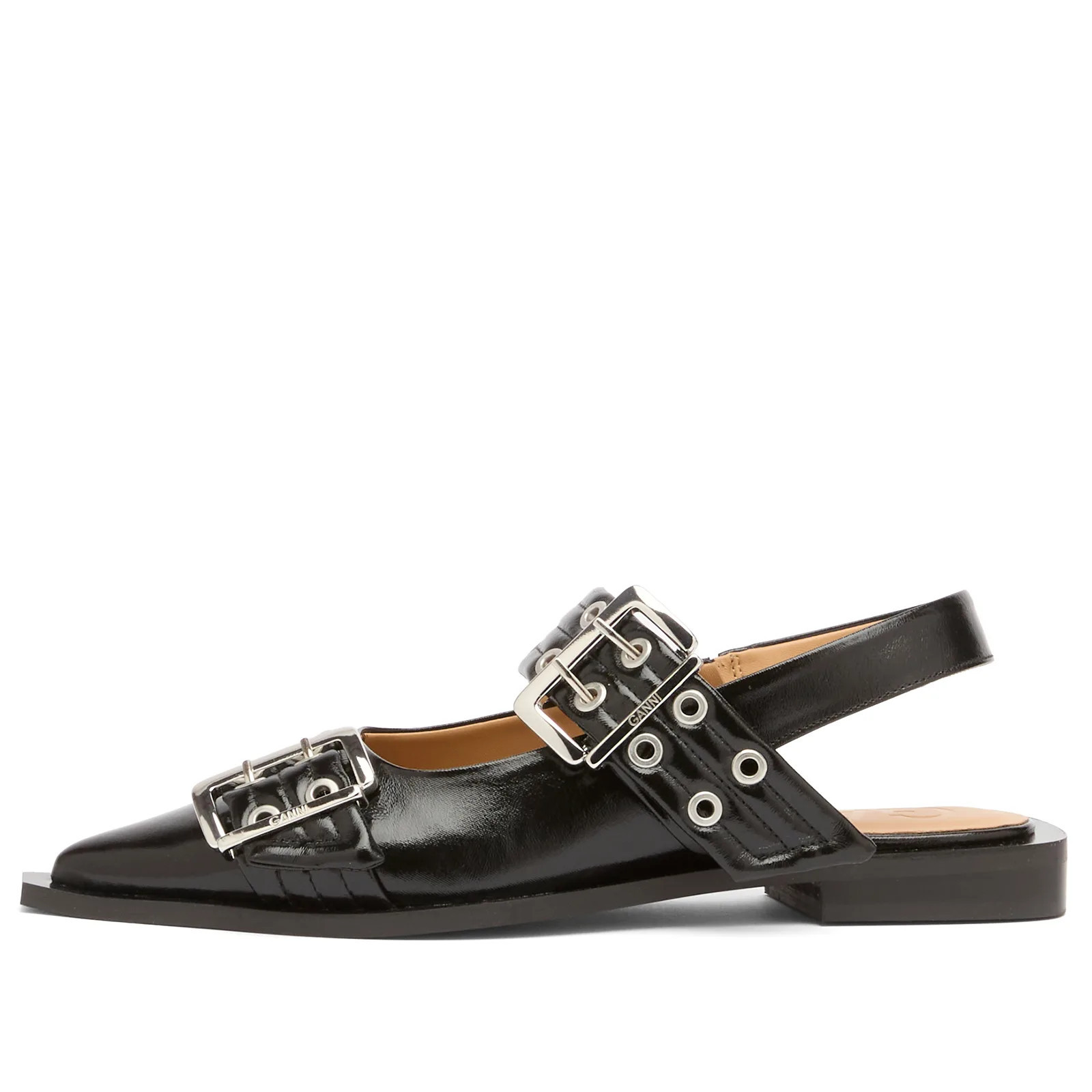 GANNI Women's Feminine Buckle Ballerina in Black, Size EU 37 | END. Clothing