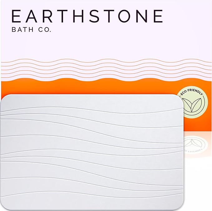 EARTHSTONE - Stone Bath Mat, Diatomaceous Earth Bath Mat - Natural Stone Bath Mats for Bathroom, ... | Amazon (US)