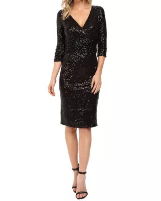 Focus By Shani SURPLICE NECKLINE SEQUIN SHEATH DRESS | Belk