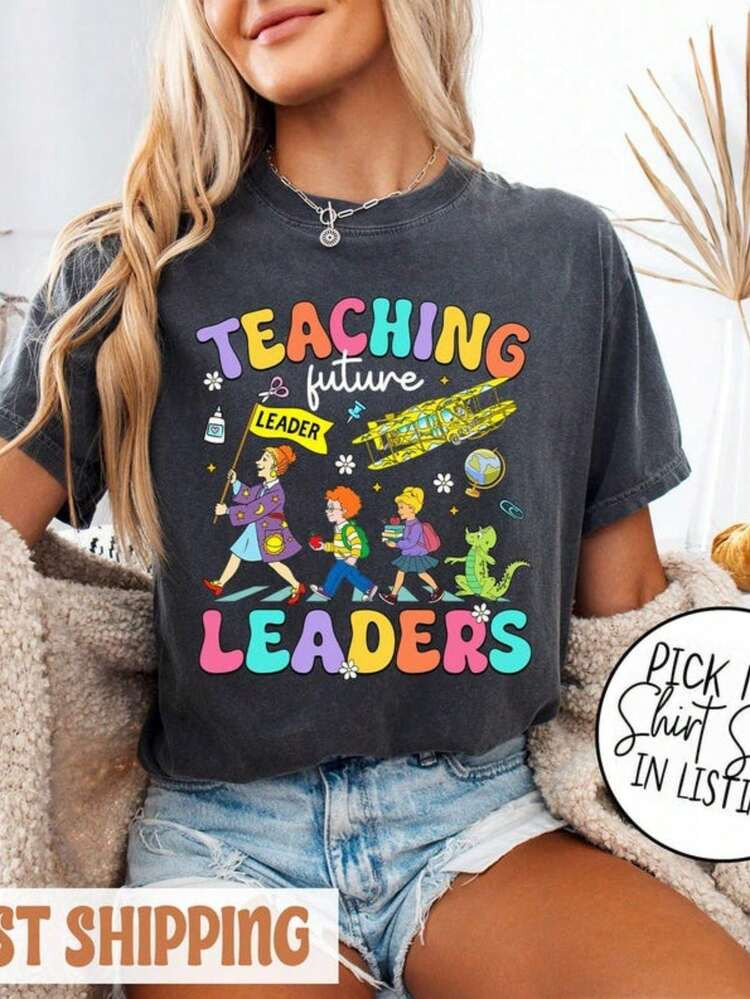 Teaching Future Leaders Ms. Frizzle Teacher Tee, The Magic School Bus Shirt, Teacher | SHEIN