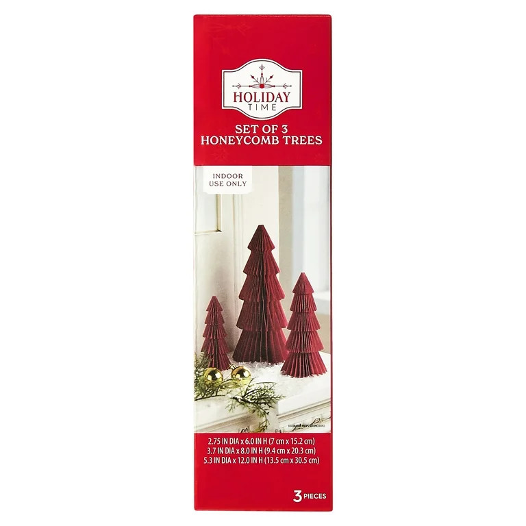 Paper Christmas Tree Tabletop Decorations, Red, 3 Count, by Holiday Time - Walmart.com | Walmart (US)