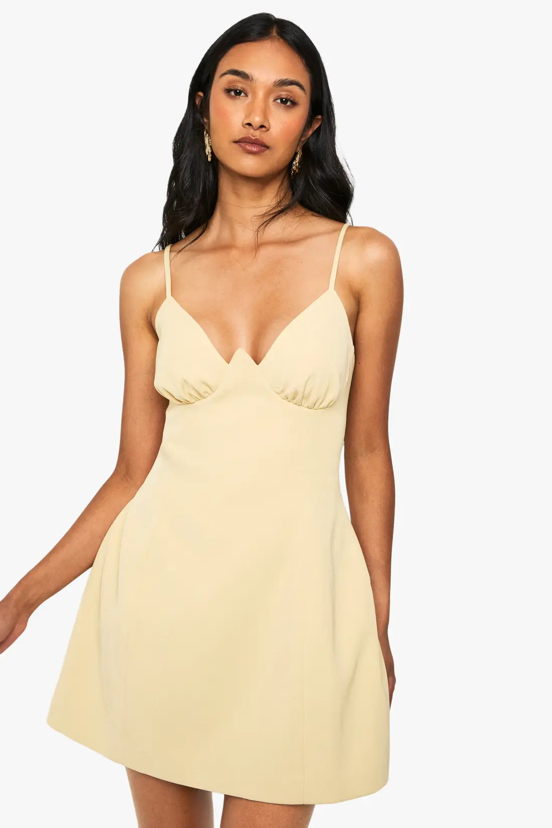 Butter Tailored Strappy A-Line Mini Dress | Boohoo USA | boohoo (US & Canada)