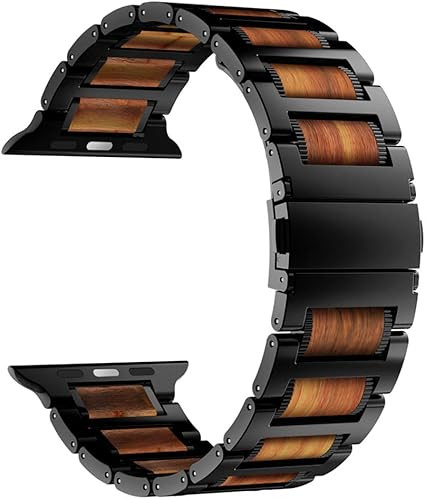 iiteeology Compatible with Apple Watch Ultra 2 Band 49mm 45mm 44mm 42mm, Natural Wooden Stainless... | Amazon (US)