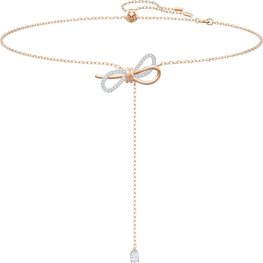 Swarovski Lifelong Bow Necklace and Bracelet Jewelry Collection, Clear Crystals, Rhodium Finish | Amazon (US)