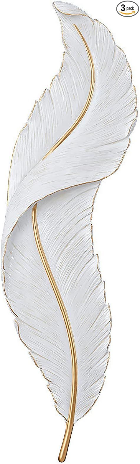 DJAMEL :Creative Wall Sconce，White Resin Feather Decorative Light, LED Indoor Living Room Mount... | Amazon (US)