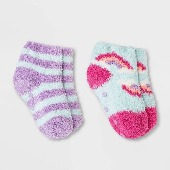 Toddler 2pk Cozy Ankle Socks - Cat & Jack™ Turquoise Blue 6-7 | Target