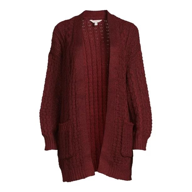 Time and Tru Women's Open Front Cable Knit Cardigan, Heavyweight - Walmart.com | Walmart (US)