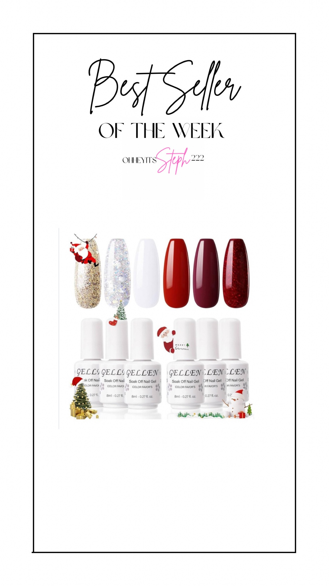Best seller of the week

Gellen Gel Nail Polish Set, 6 Colors Classic Red White Gel Polish Set, Silver Gold Glitters Gel Nail Starter Kit, No Wipe Winter Nail Gel Kit, Manicure Set, Nail Art Christmas Gift for Women Girls



#LTKFindsUnder50 #LTKBeauty #LTKStyleTip