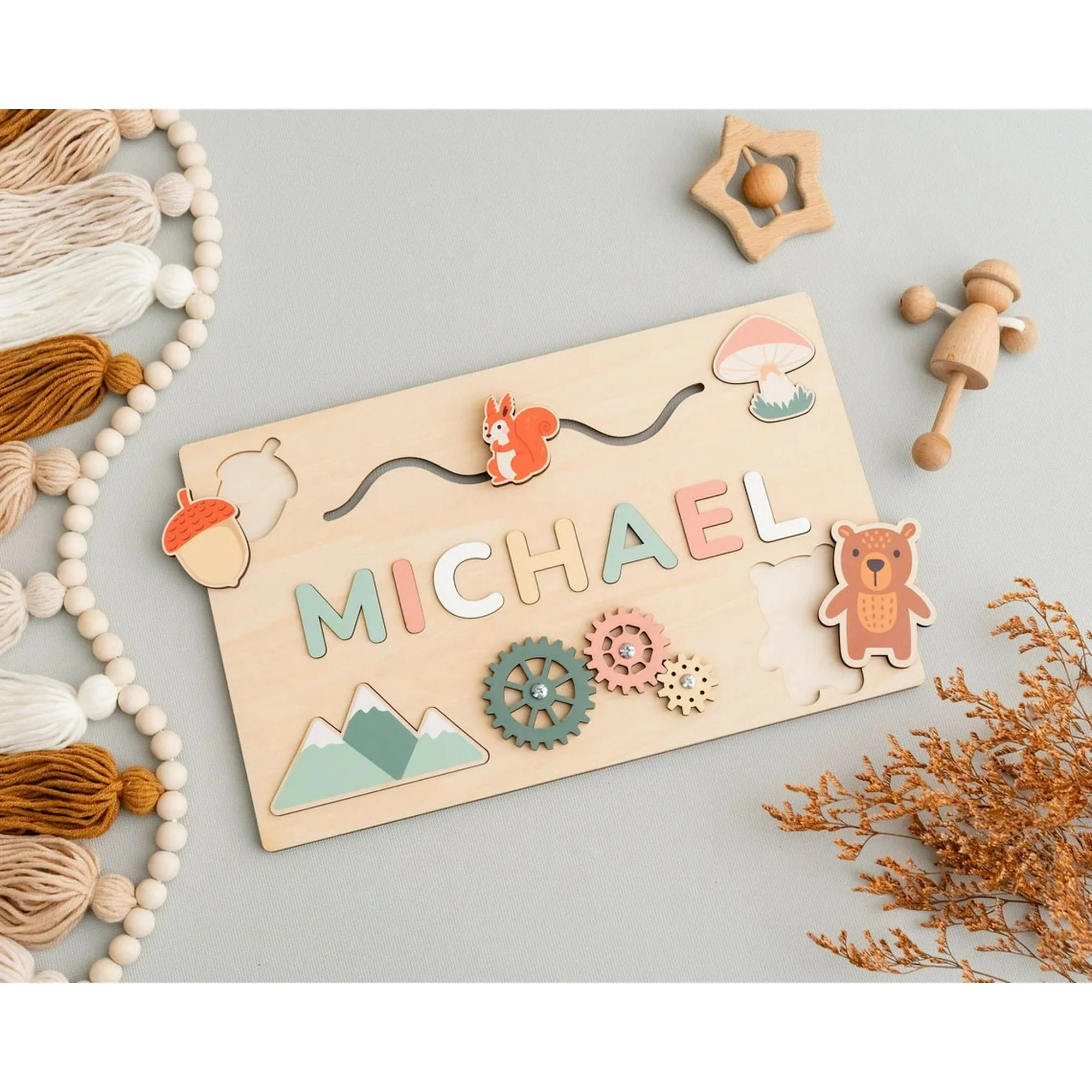 Wooden Name Puzzle, Busy Board, Pastel Name Puzzle Custom | Walmart (US)