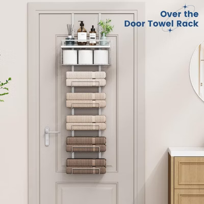MOEPISY Towel Racks for Bathroom Over The Door Towel Racks Towel Storage Organizer with Metal Shelf | Target