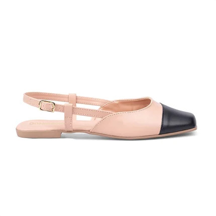Sapatilha Slingback Domidona Bico Quadrado Cap Toe Nude e Preto | Dafiti (BR)