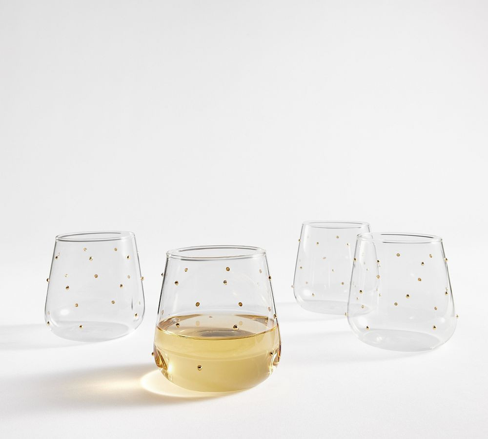 Confetti Celebration Stemless Wine Glasses, Set of 4 - Gold Dots | Pottery Barn (US)
