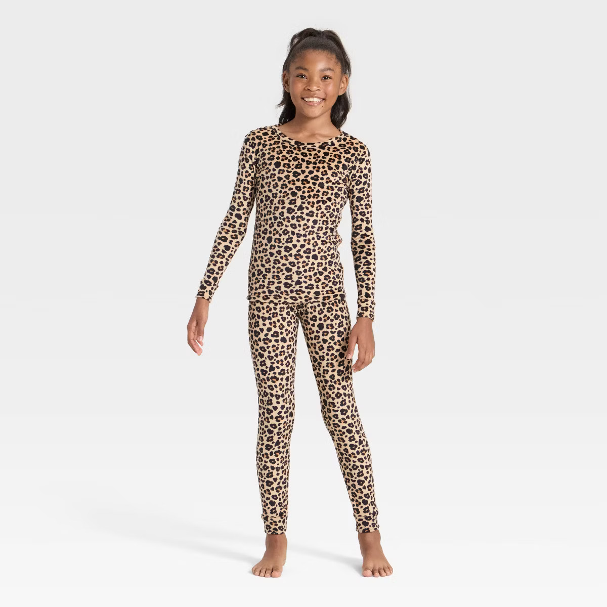 Kids' Long Sleeve Snuggly Soft Pajama Set - Cat & Jack™ Beige | Target