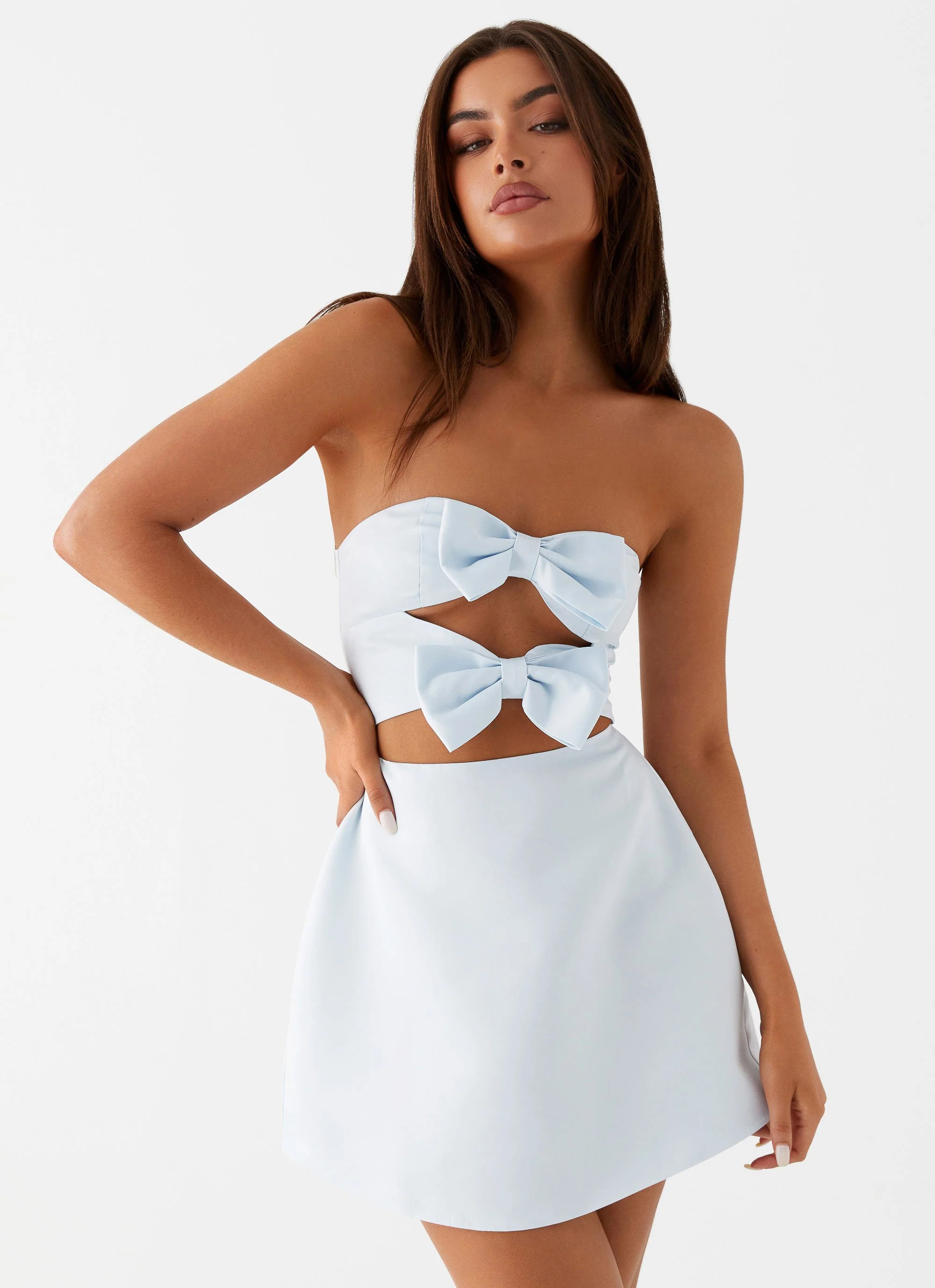 Girl Crush Bow Mini Dress - Blue | Peppermayo (Global)