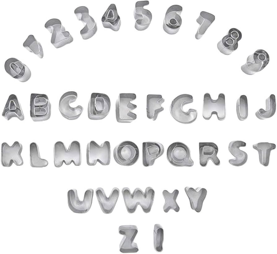 Letter and Number Fondant Cookie Fruit Cutters Set Metal Mini 26 Capital Letters and 0-9 Numbers ... | Amazon (US)