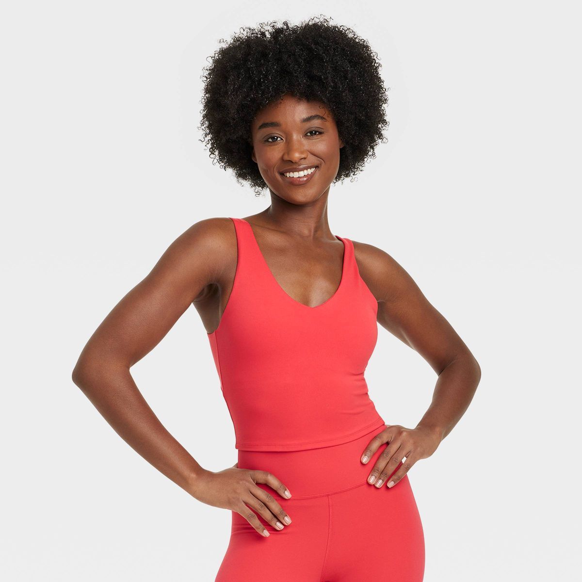 Women's Light Support V-Neck Cropped Sports Bra - All in Motion™ | Target