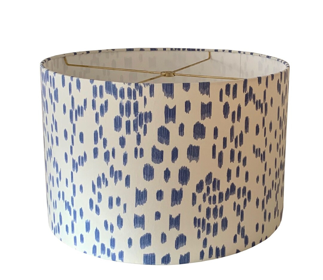 Cadet Blue Les Touches Drum Lampshade-Animal print Lamp Shade-Custom Made-Made To-Order-Home Deco... | Etsy (US)