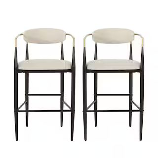 Noble House Boise 30 in. Beige and Black Bar Stool (Set of 2) 109892 - The Home Depot | The Home Depot