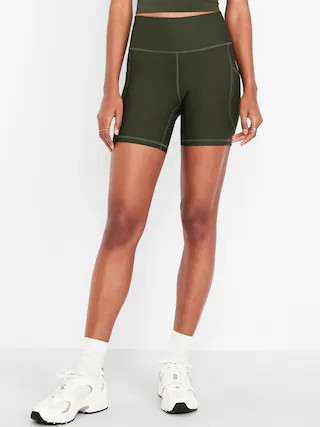High-Waisted PowerSoft Pocket Biker Shorts -- 6-inch inseam | Old Navy (US)