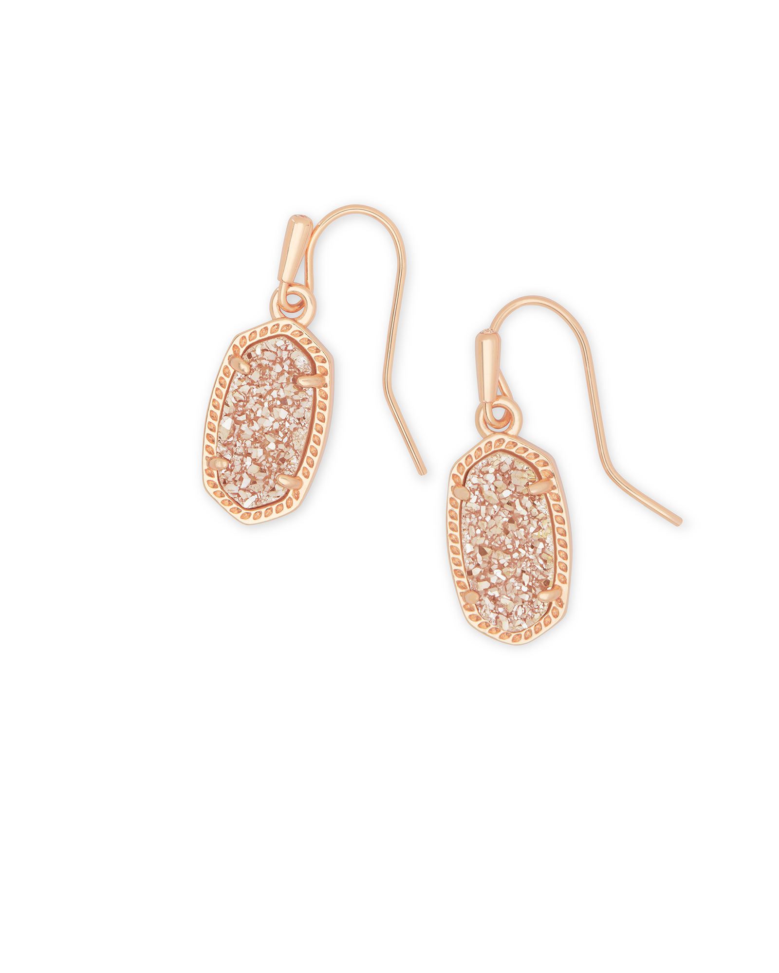 Lee Rose Gold Drop Earrings in Sand Drusy | Kendra Scott