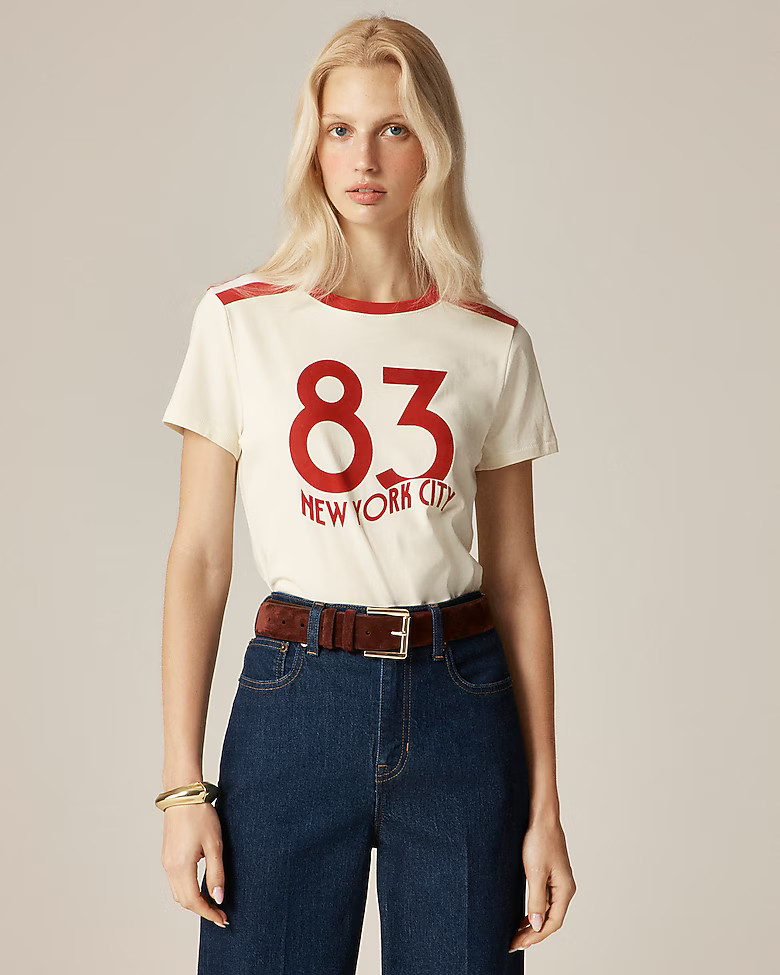 Shrunken-fit New York 83 graphic T-shirt in broken-in jersey | J. Crew US