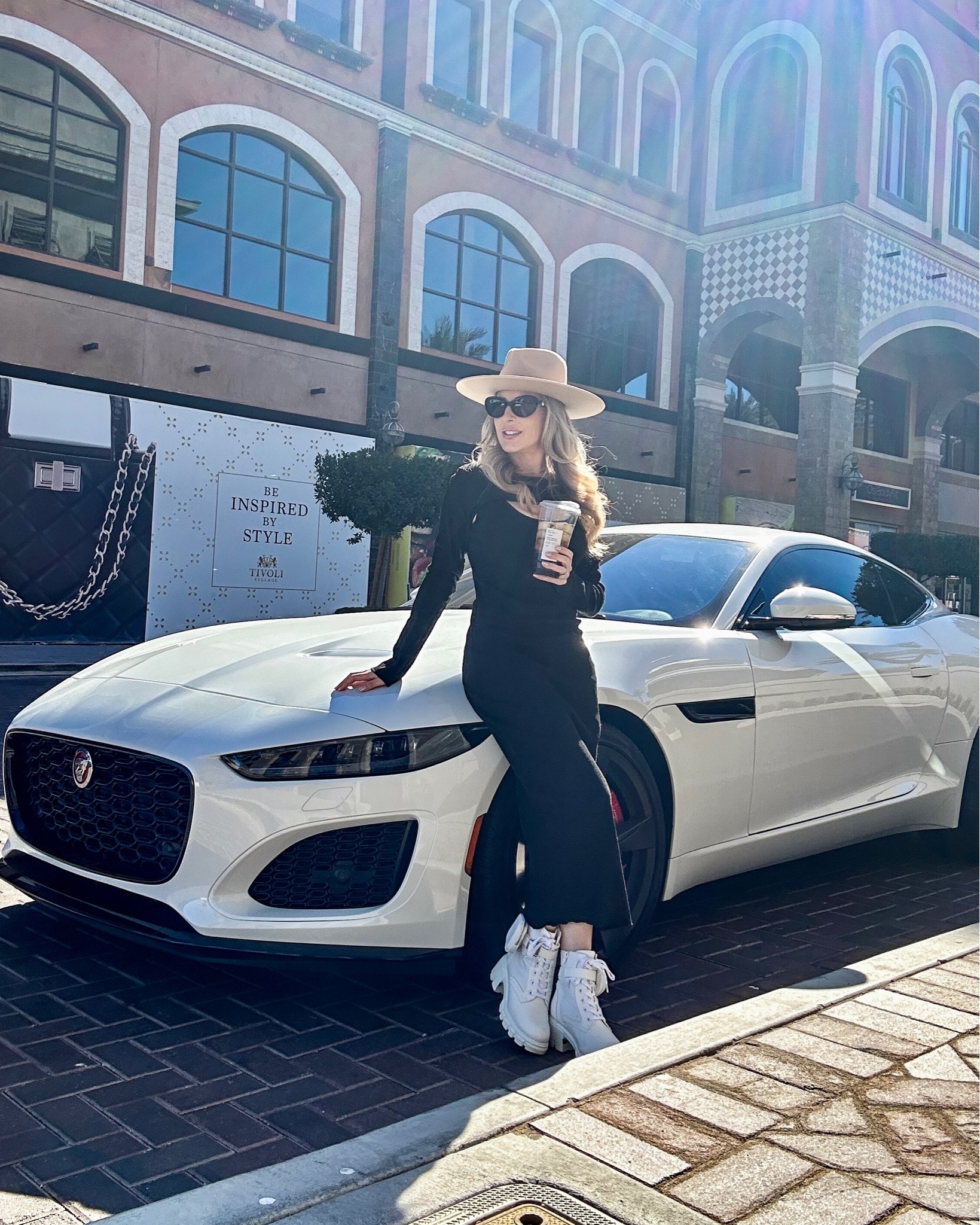 Lack of color rancher hat. Chunky sole & heel white ankle boots with pockets / purses. Black maxi dress and shrug set on sale = Fall outfit sorted 👍 

#LTKSeasonal #LTKsalealert #LTKshoecrush