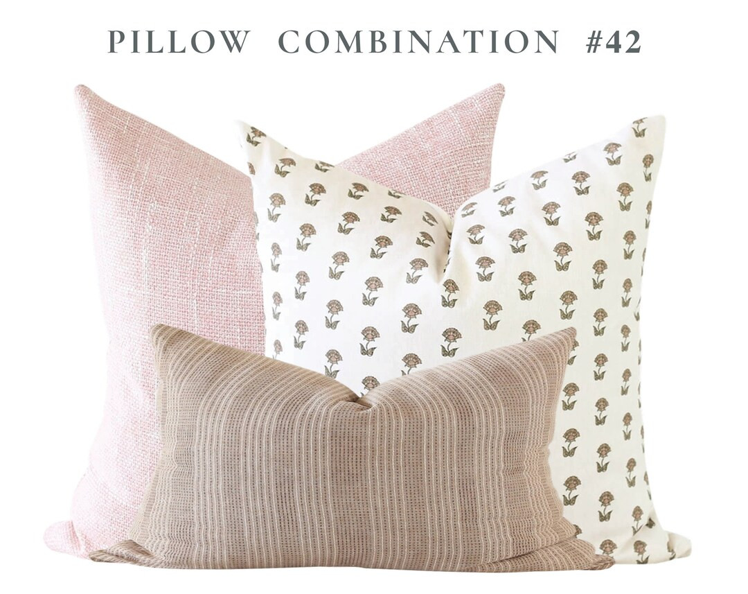 Designer Pillow Set, Pillow Combination Set, Hmong Pillow Cover, Modern Farmhouse, Blush Pillow C... | Etsy (US)