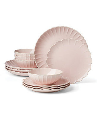 French Perle Scallop 12 Pc. Dinnerware Set, Service for 4 | Macy's