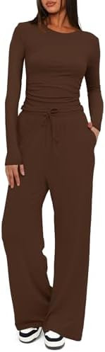 Darong Women's 2 Piece Sets 2025 Fall Outfits Long Sleeve Wide Leg Tracksuits Casual Lounge Set M... | Amazon (US)